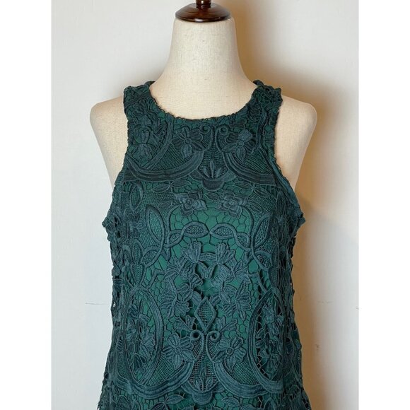 Lovers + Friends Green Lace Sleeveless Round Neck Caspian Shift Dress Size S - Picture 8 of 12